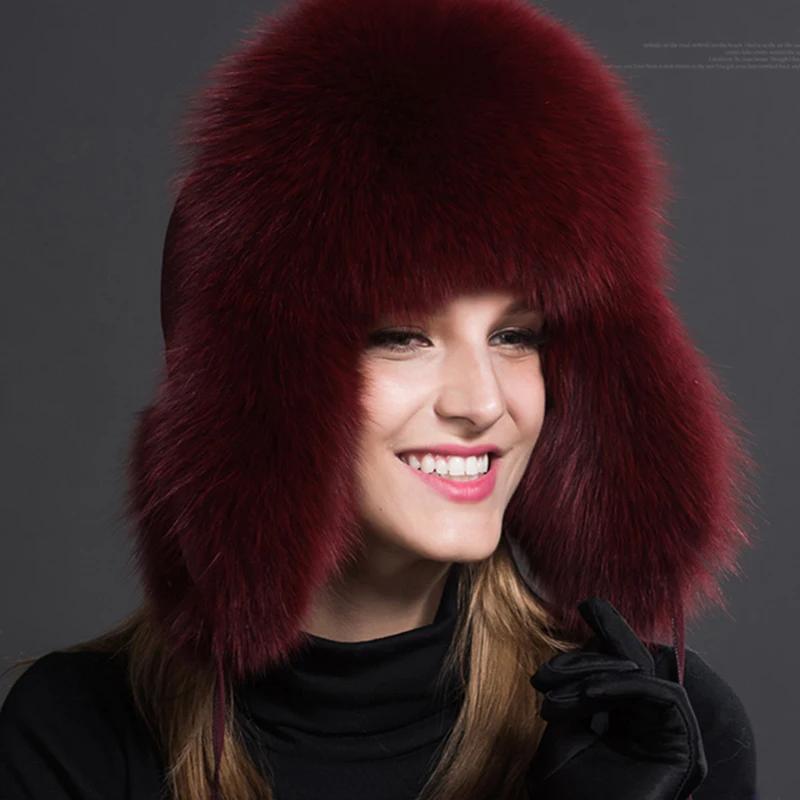 New hats Fox women Russian women Shanka pilot tripper snow hat