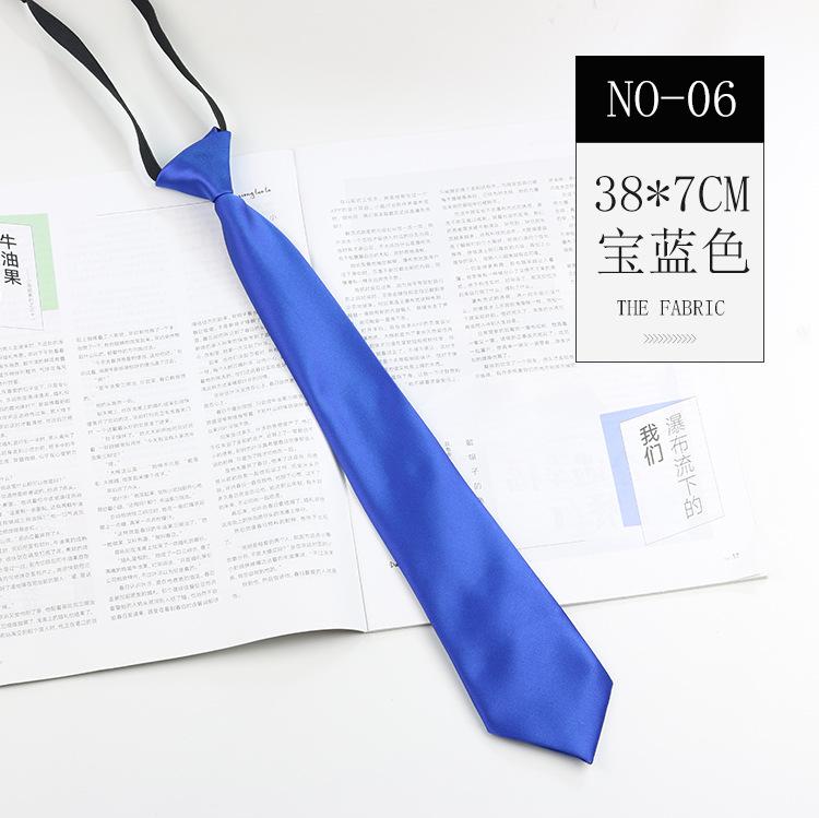 Tie School Style Uniform Shirt Black Gray Navy Blue Solid Color Knot-Free Lazy Japanese Tie