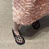 Cowhide Version~ Mesh Hollow Breathable Sandals Fishing Net Woven Bag Head Back Strap Half Slippers Flat Roman Sandals