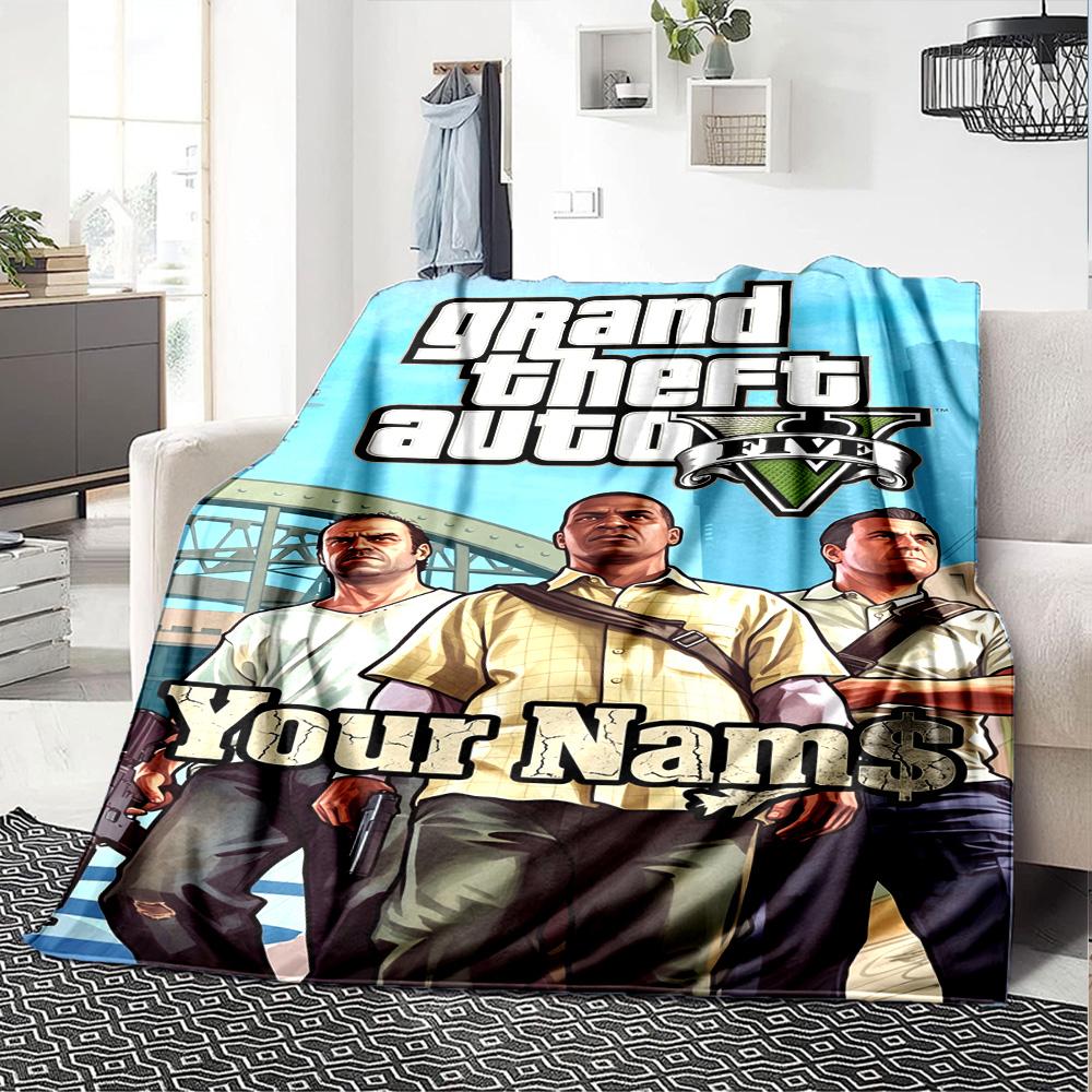 Gta Personalized Name Blanket Multi-purpose Personalized Blanket Soft Warm Cozy Perfect for Livingroom Office Picnics Chair for All Occasions