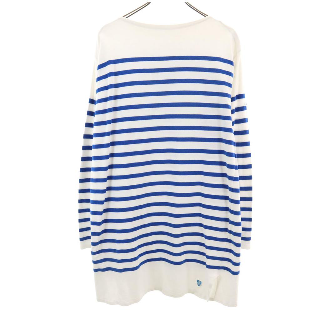 ORCIVAL Made in France Long sleeve Boat neck one piece White x blue Women Used