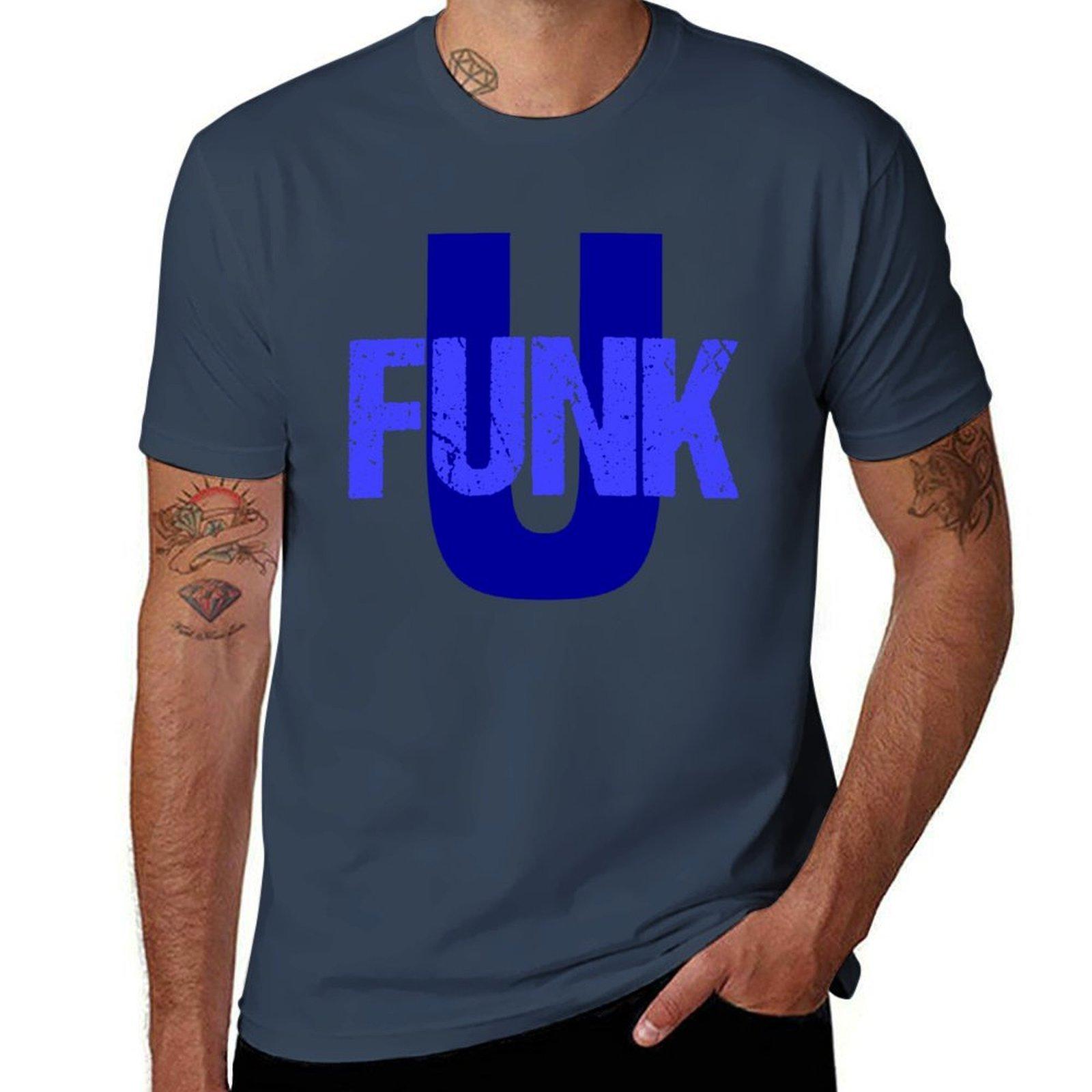 Funk U (Blue Design Black Background) Tshirt Work Utility Short Sleeve Shirt S
