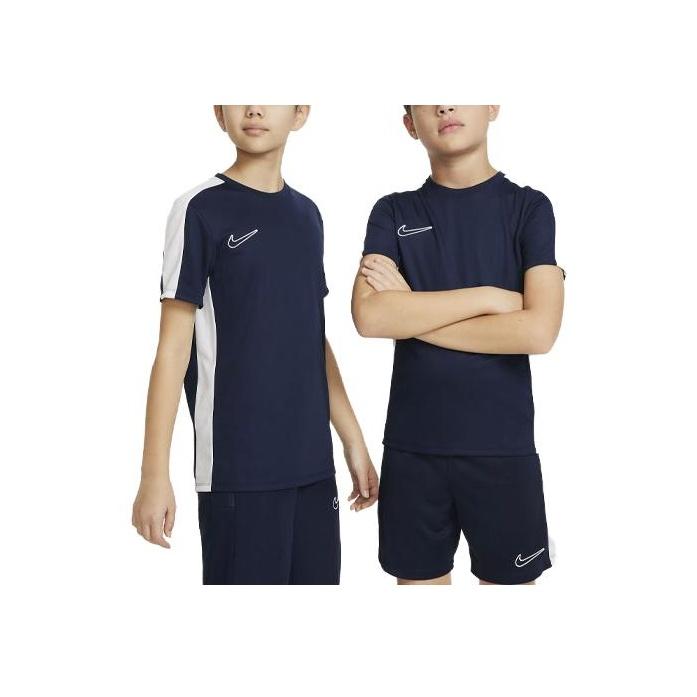 Nike Dri-FIT Academy 23 Logo Color Block Crew Neck Sports T-Shirt Kids Tops Navy-Blue DX5482-451
