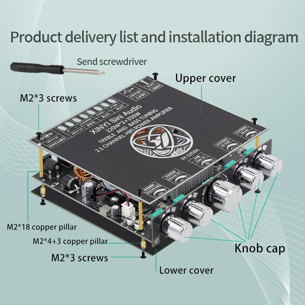 S350H 2.1Channel TPA3251 Bluetooth Power Amplifier Board Module High & Bass Subwoofer 220W*2 + 350W with APP Control Android IOS