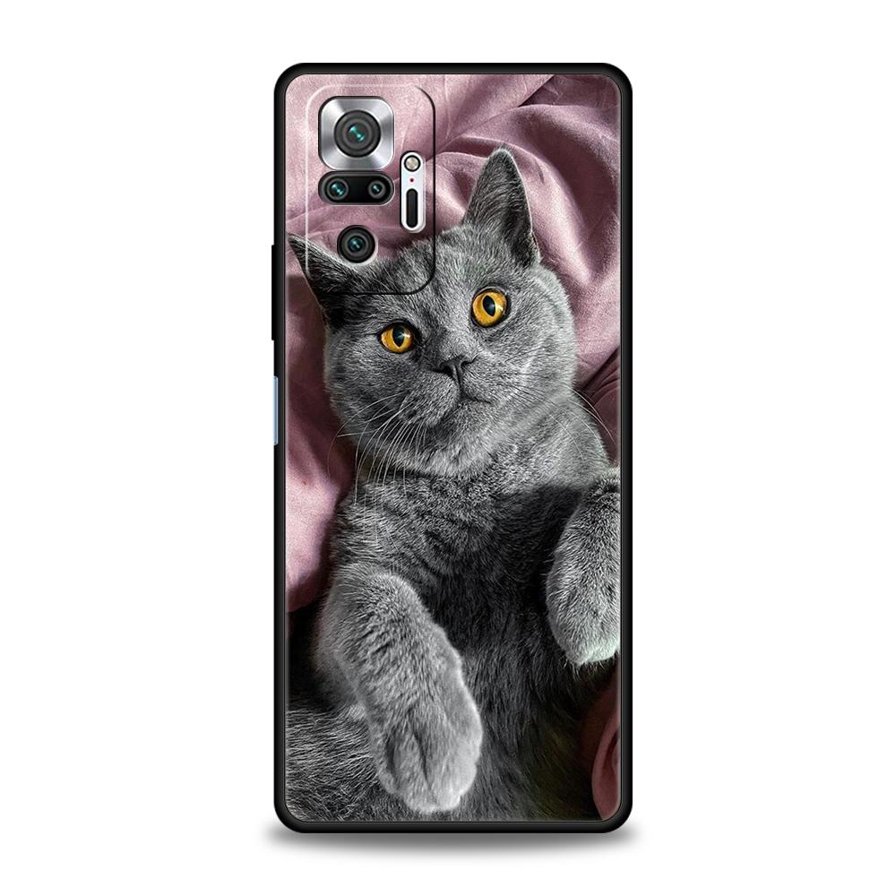 Britische Kurzhaarkatze Telefonhülle für Xiaomi Redmi Note 12 5G 10C 10 11 9 8 Pro Plus 9S 7 8T 9T 9A 8A 9C K50 K40 Gaming-Abdeckung