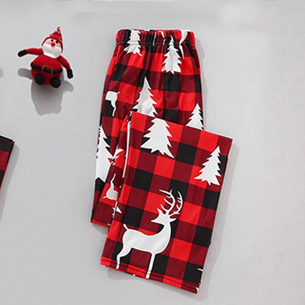 Men's Christmas Plaid Print Family Matching Long-Sleeved Top + Pants Set