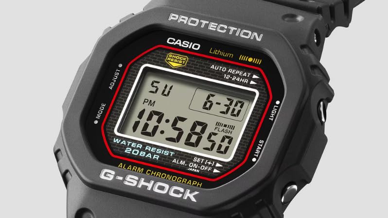 Casio G-Shock First Generation Reissue Model DW-5000R-1A Digital Square Watch with Resin Band, Made In Japan [Parallel Import]
