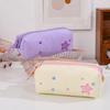 Heart Zipper Pull Stationery Organizer Pouch Star Pattern Pen Storage Bag  Office Use