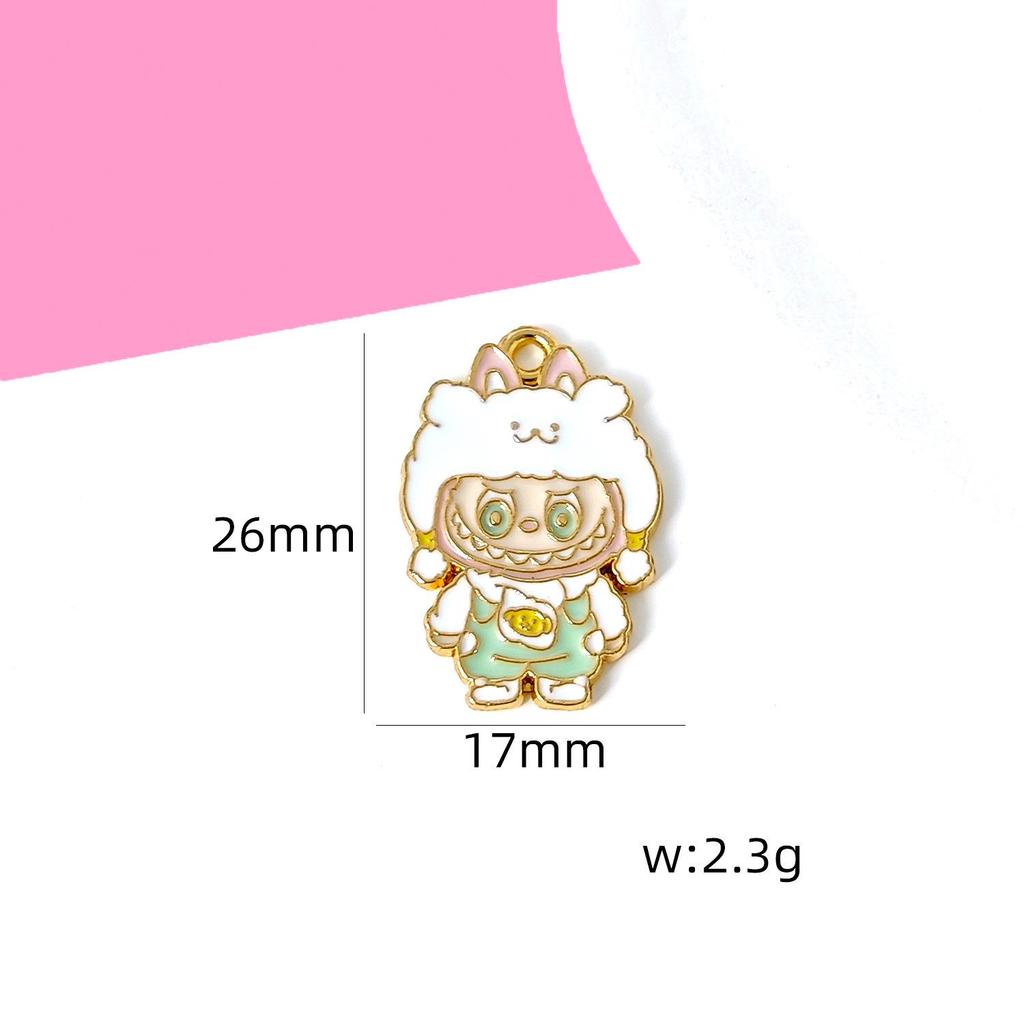 Cartoon Labubu Alloy Pendant: DIY Keychain, Necklace, Mobile Charm