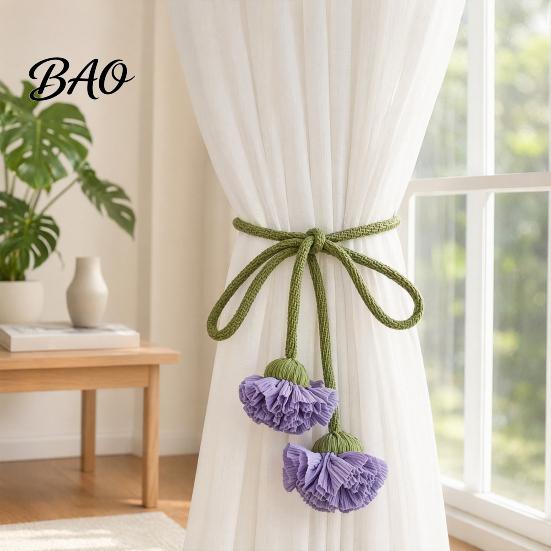 Fashionable Curtain Straps Flower Tiebacks, Handmade Boho Holder Tie Elegant Accessories Backs, Decorative Rope Ties for Bedroom, Window, Drapery