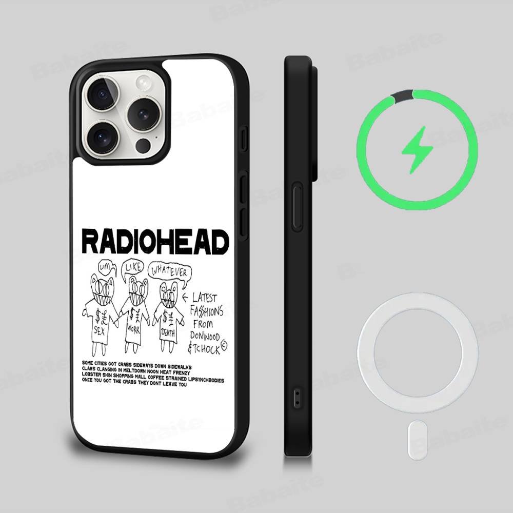 R-Radiohead Rock Band For Magsafe Magnetic Phone Case Cover For IPhone 11 12 13 14 15 16 17 Pro Max Plus