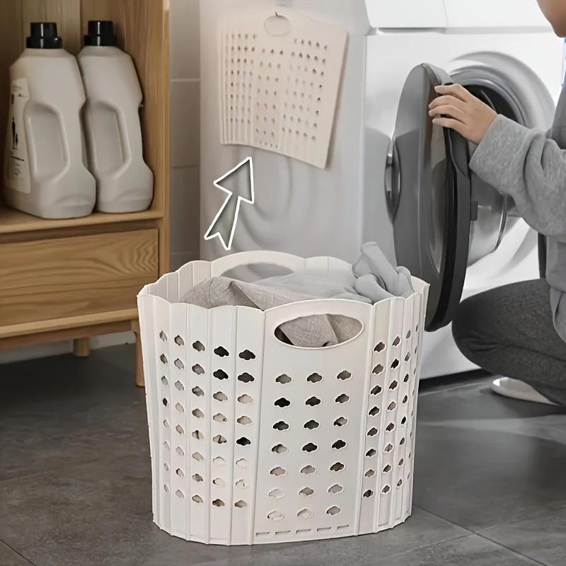 Folding Dirty Clothes Basket Plastic Hand-held Wall-mounted Clothes Storage Basket Multifunctional Portable Dirty Clothes Basket