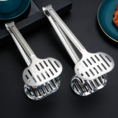 Pinza per Alimenti per Alimenti Manico Lungo a Doppia Faccia Vuota Lucidata Antiscottatura Acciaio Inossidabile Multifunzionale Pinza per Bistecca Buffet Forcipe Accessori da Cucina