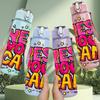 1PC Yes You Can Bright Pop Slogan Lettering 750ml Color Plastic Sports Water Bottle Leakproof Flip Straw Lid Suitable for Sports Office Home Use