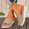 Fashion Mix Color Woven Sandals Women 2026 Summer Wedge Heel Bohemian Sandals Woman Lightweight Platform Sandles Plus Size 36-43
