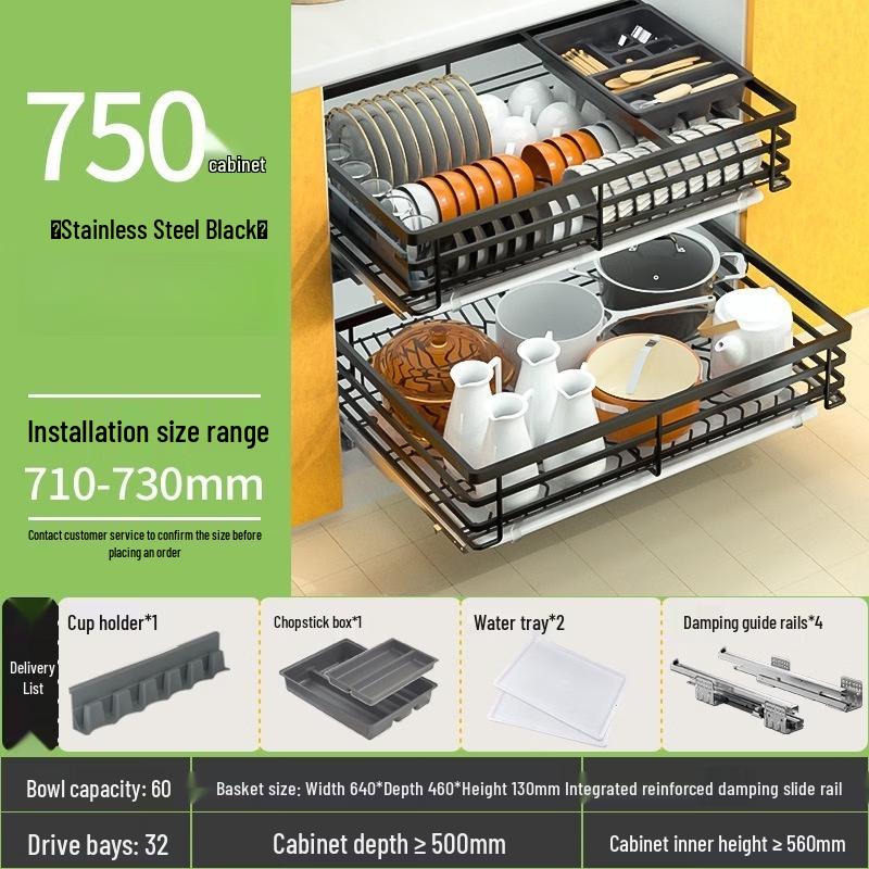 Handun Stainless Steel Double-Layer Drawer Dish Rack