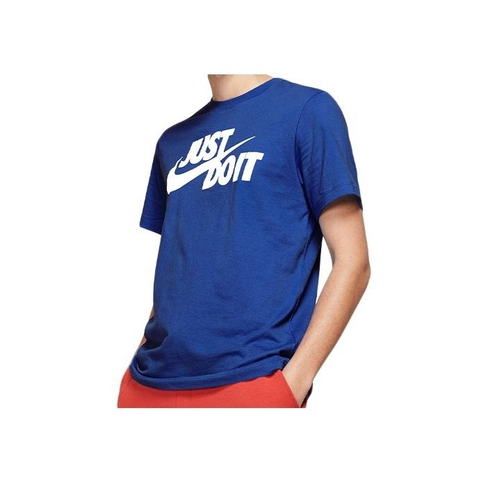 Nike Sportswear Just Do It Letter Logo Print Short Sleeve T-Shirt Men Tops Royal-Blue AR5007-480
