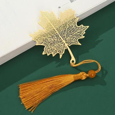 Chinese Style Brass Maple Leaf Bookmark