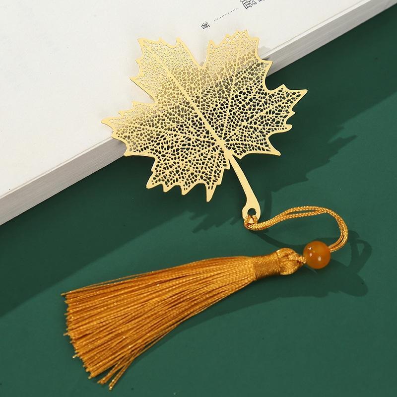 Chinese Style Brass Maple Leaf Bookmark