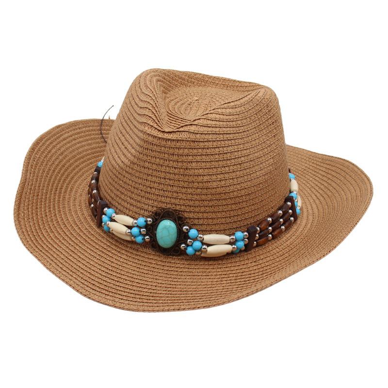 Spring And Summer Sanya Beach Hat Seaside Western Cowboy Straw Hat Ethnic Style Sun Protection Visor Jazz Hat Breathable