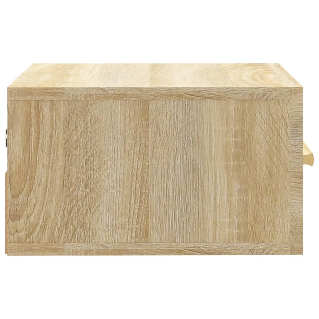 Wall Mounted Nightstands Set of 2 Sonoma Oak Finish 35 x 35 x 20 cm