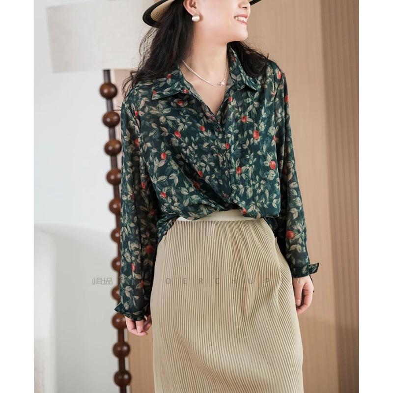 DIMANAF Plus Größe Frühling Shirt Frauen Bluse Chiffon Langarm Fashion Floral Tops Lose 2025 Neue