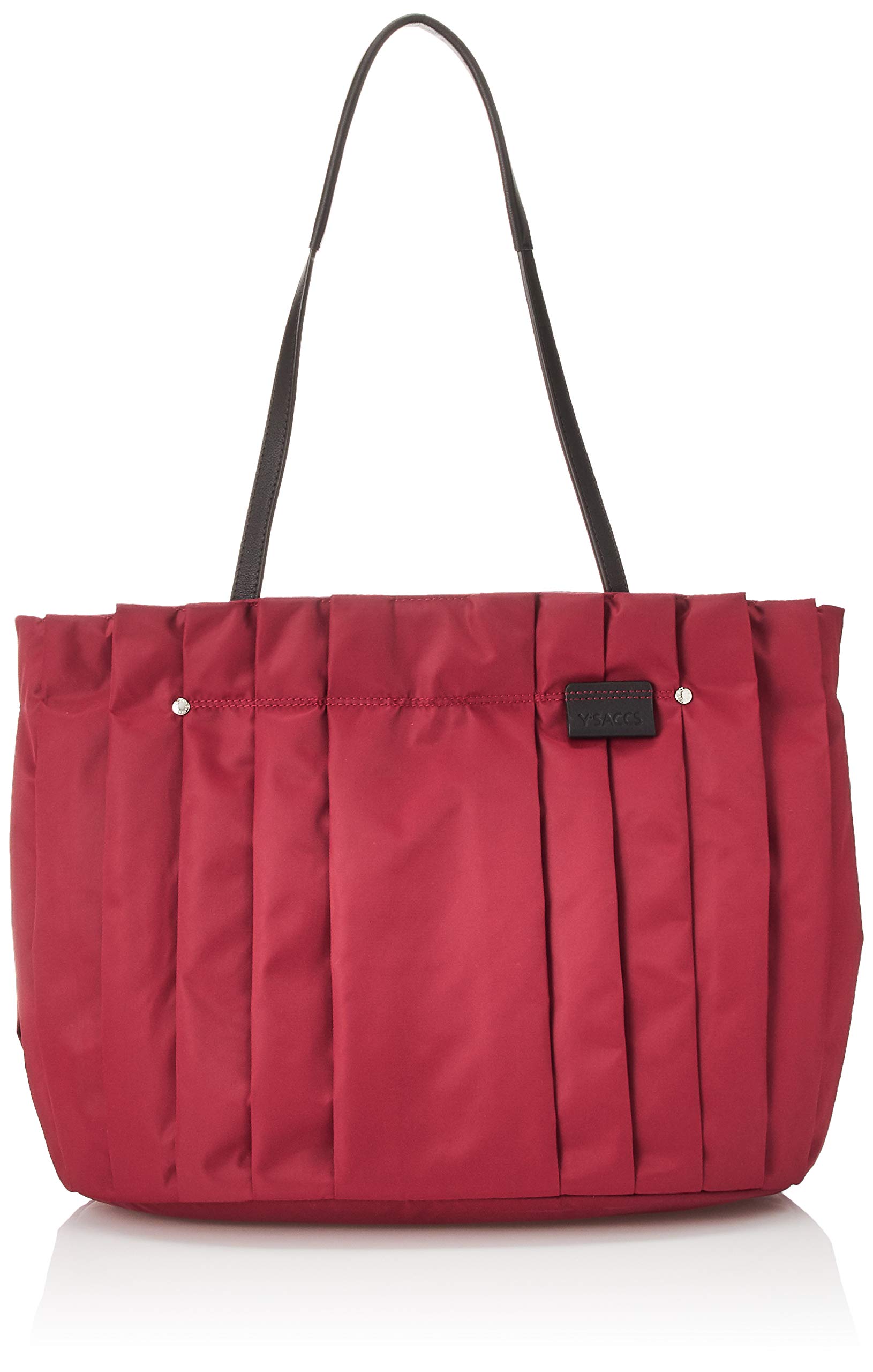 

Сумка-тоут из переработанного плиссированного винного цвета [Isaac], Нейлон, Тоут, Женская, винный