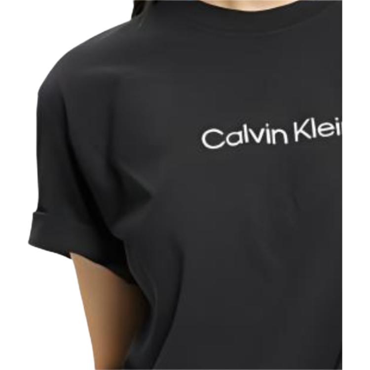 Calvin Klein Minimalist Letter Print Pure Cotton Breathable Short Sleeve T-Shirt Women Tops Black 40WH113-001