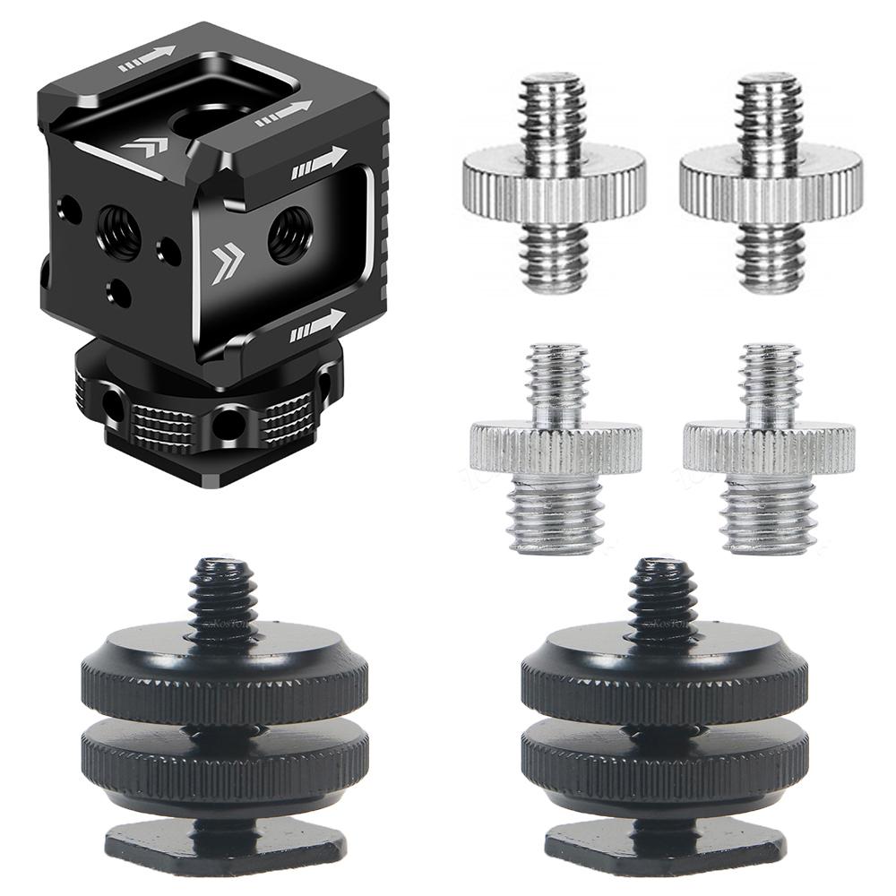 Triple Cold Shoe Mount Adapter 1/4 Arri Hole Hot Shoe Monitor Base Mic Fill Light Bracket Holder for SLR Camera Cage Accessories