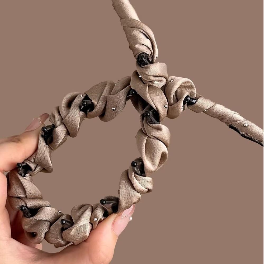 Satins Material Pleated Fabric Headband Adjustable Non-slip Hair Band  Fashion Accessory