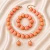 European and American Personality Exaggerated Design Round Bead Handmade Beaded Necklace Niche Retro Necklace Set Three-piece Set