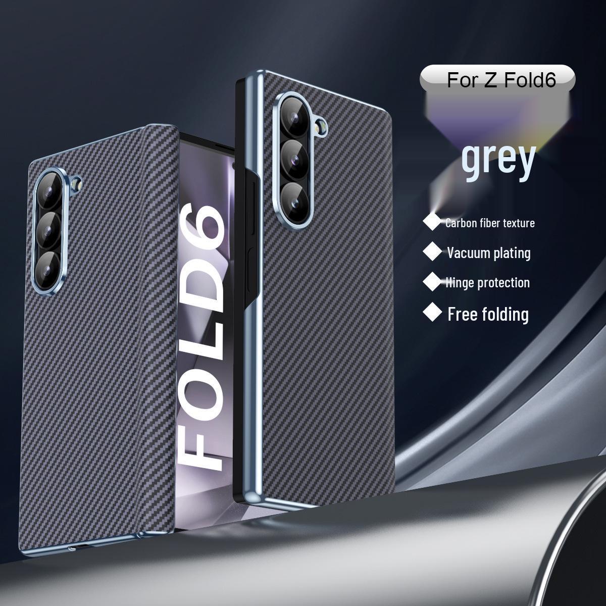 Samsung Z Fold Series (6/5/4) Phone Case - Carbon Fiber Texture, Full Hinge Wrap, Electroplated, Drop-Proof. Z Fold5