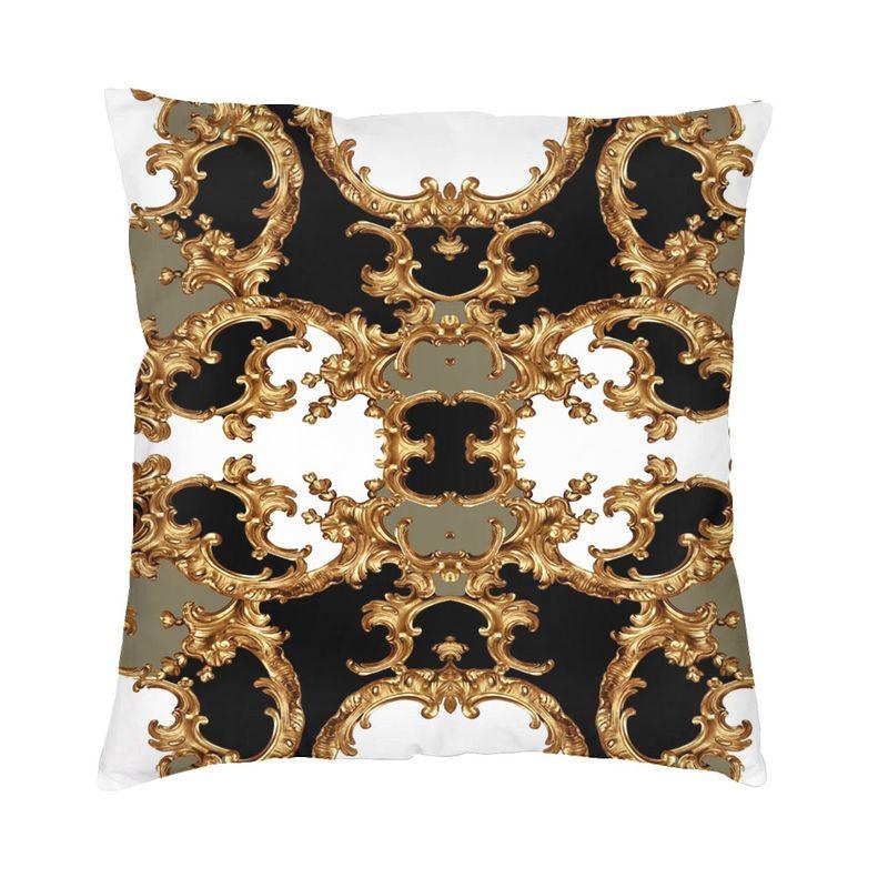 Hot Pink And Gold Baroque Floral Pattern Cushion Cover Sofa Home Decor Square Throw Pillow Case 45x45cm