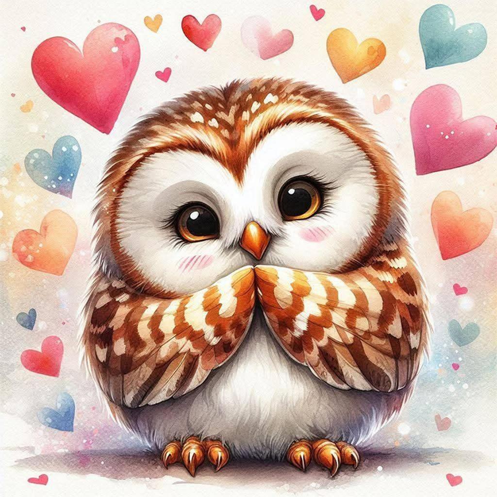 1pc DIY Paint by Number Kit Owl Frameless Canvas Wall Art Gift Idea 20x20cm