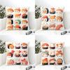 Fun Cute Sushi Pattern Pillow Case Linen Pillow Case Sofa Home Decor Cushion Cover Cushion Cove