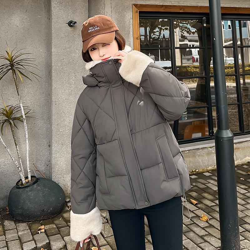 

Осень-зима, утепленная теплая парка, женская повседневная милая однотонная Свободная куртка с капюшоном и большим карманом, верхняя одежда XXL верблюд