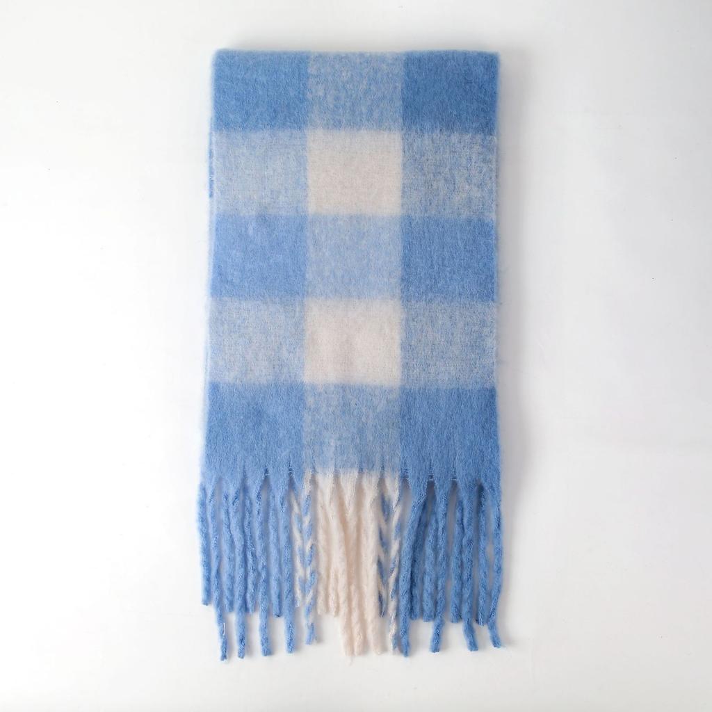 Tonglu Plaid Scarf New Imitation Cashmere Mohair Autumn and Winter Women's Warm Shawl