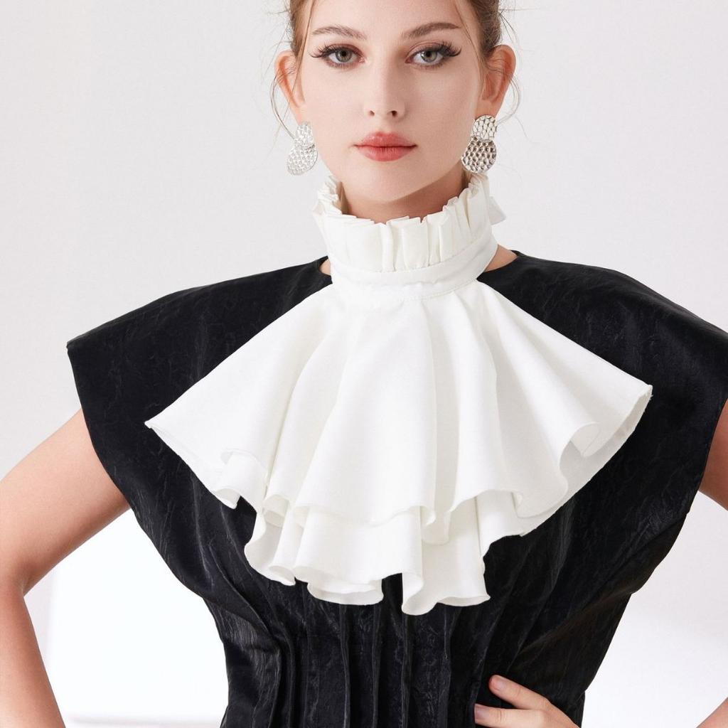 Jabot en Coton Cravate Dentelle Volant Faux Col Cravate de Cou Femmes Hommes Col à Volants Faux Col Accessoire Costume Victorien Cravate Amovible