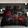 Gothic Skull Duvet Cover Set Queen Size Black And White Skull Bedding Set For Boys Teens Men Retro Floral Comforter Covers Set