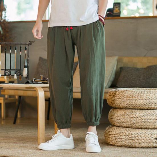 Men Summer Pants Chic Pockets Pleated Men Summer Pants Pure Color Men Harem Pants Men Summer Pants Male Clothes