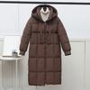Long Puffer Jacket for Women Winter Warm Hooded Coat with Zip Thickened Long Sleeve Down Coat with Pockets