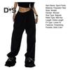 Damen Sporthose Loose Fit Einfarbig Vielseitige Freizeithose Elastische Taille Verstellbarer Kordelzug Hip Hop Tanzhose