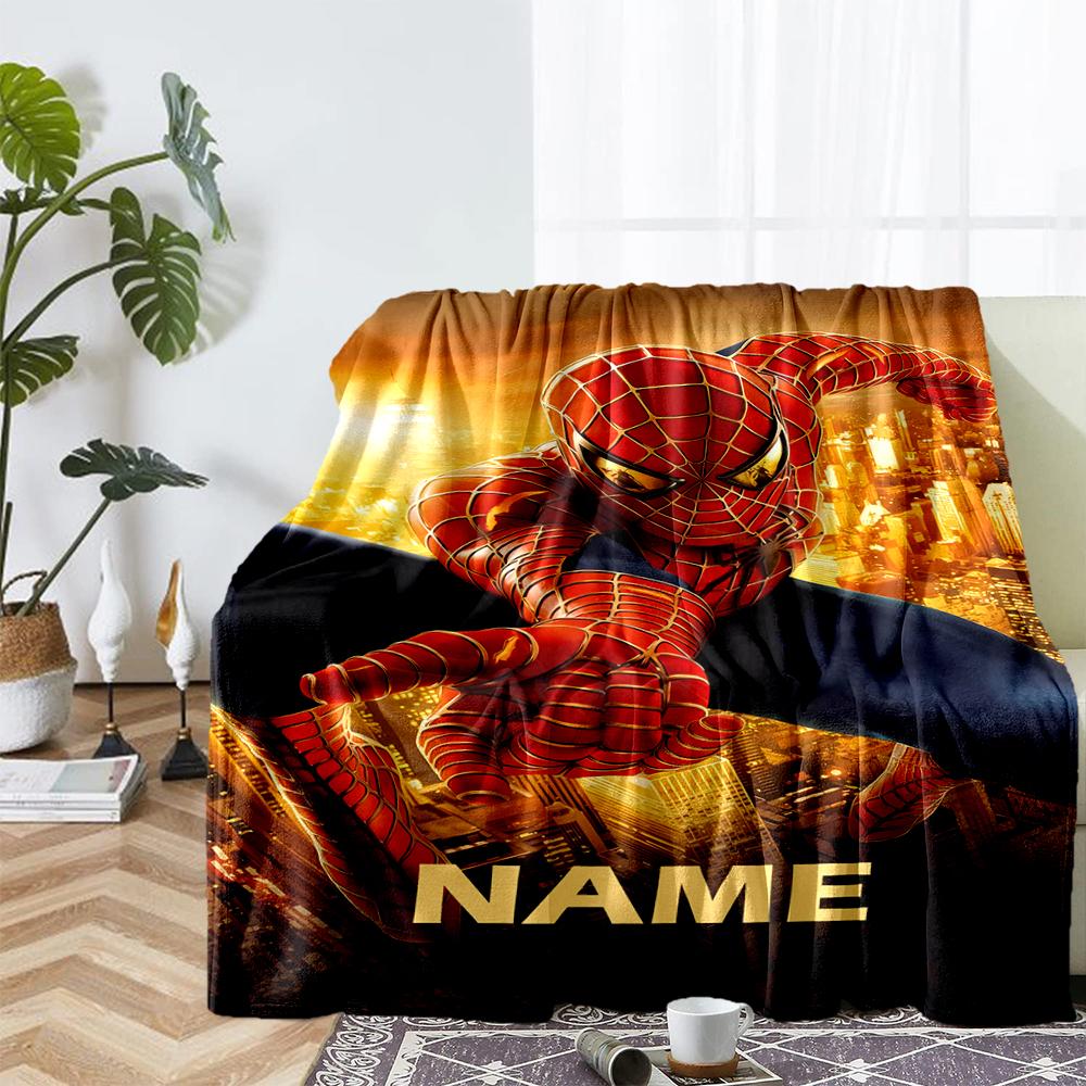 Custom Name Spider Man Theme Printed Blanket - Perfect for Couch, Bed, Travel & Outdoor Use | Machine Washable, Cozy & Durable.