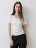 Aeskoneo [Askoneo X Hier Lor] Ribbed U-Neck T-Shirt Ivory At6Tsb018Iv