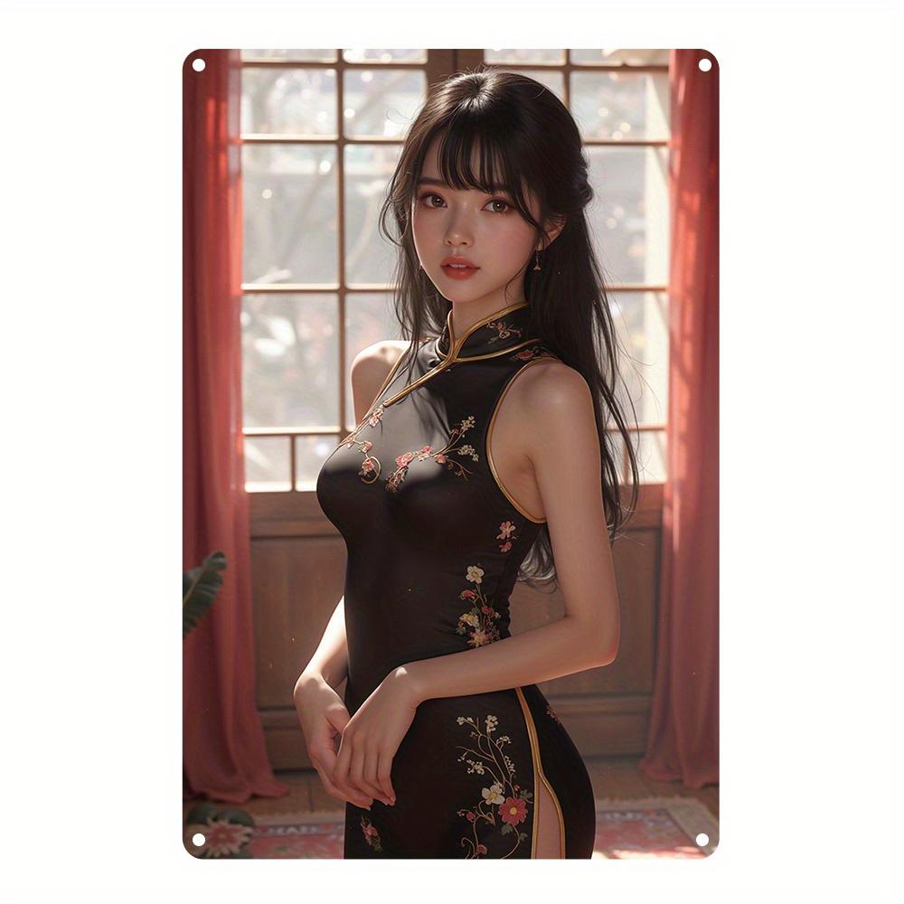 

Цветочный дизайн с женщиной в традиционном наряде, легко установить благодаря предварительно просверленным отверстиям - для спальни, кухни, игровой комнаты, балкона 20x30cm（7.8x11.8inch）