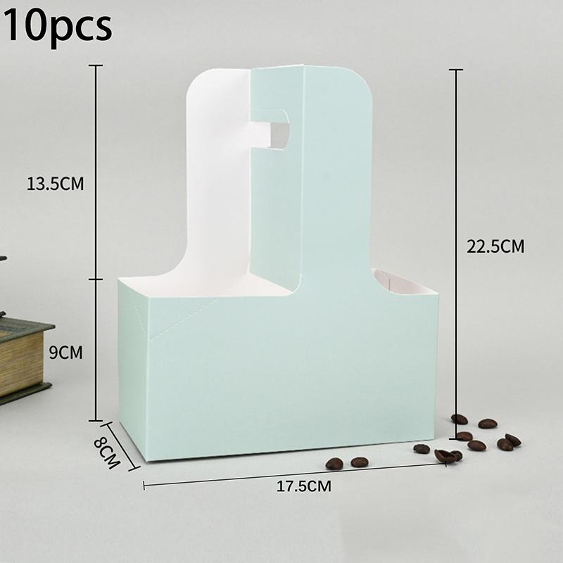 10Pcs Kraft Paper Drink Carrier with Handle 1/2/4Cup Capacity Coffee Cup Holder for Hot Or Cold Drinks Takeout Suitable for Cafe
