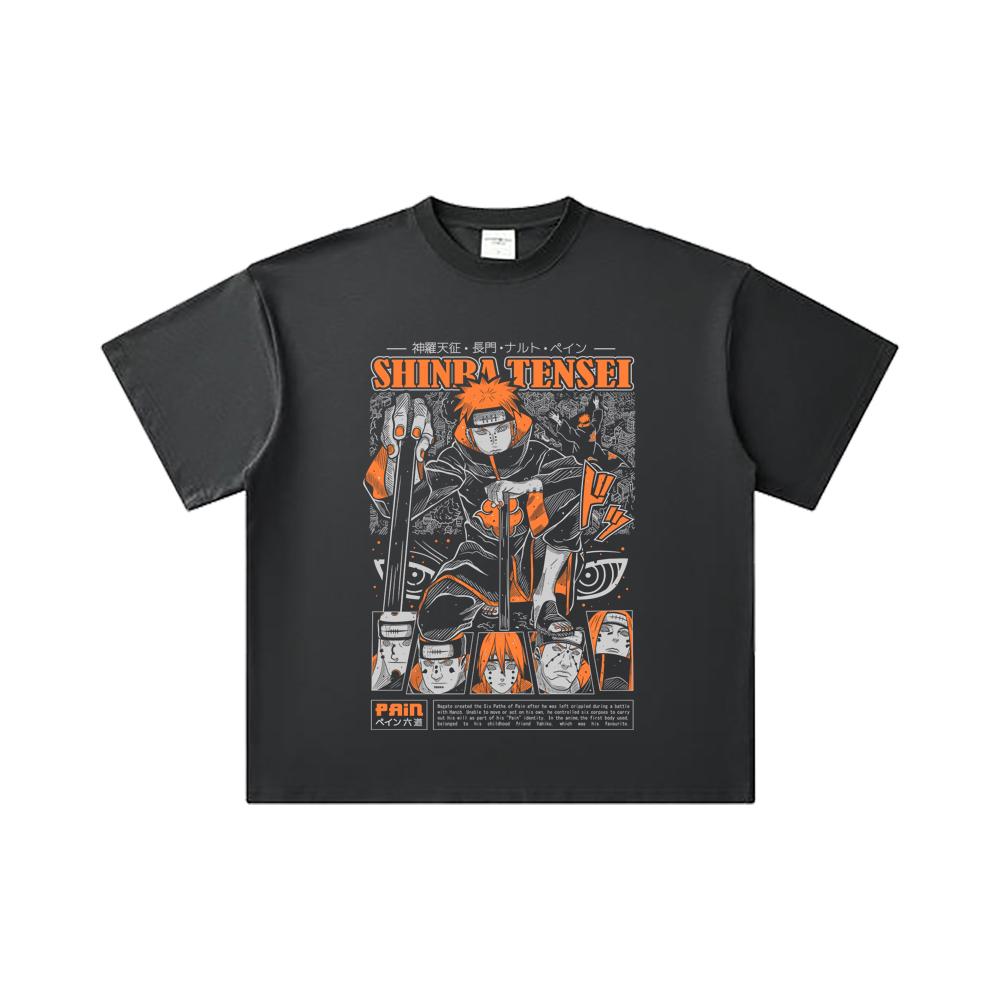 260 GSM Double Yarn 32 Count 100% Cotton Naruto V21 Pain Print Unisex Heavy Cotton T Shirt