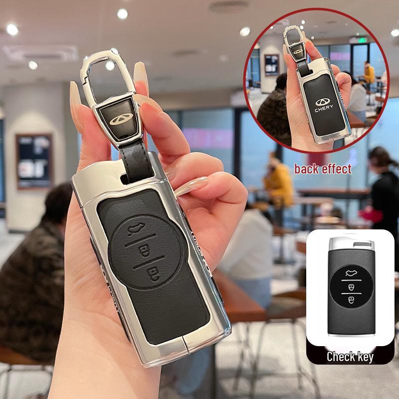 Chery Tiggo 7 Key Case: Metal Leather Shell Fits Tiggo 5x, 3x, Exeed LX, Lanyue - Premium Quality