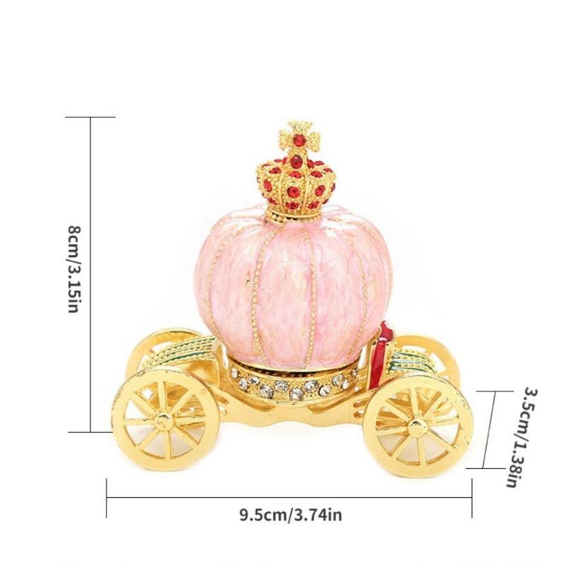 

Home Decoration Enamel Diamond Inlaid Pumpkin Carriage Jewelry Box Fairy Tales Prop Decorations. White