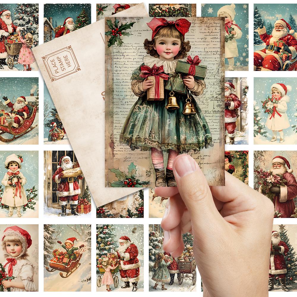 32pcs, vintage Christmas postcards, Santa Claus, birthday/anniversary gifts, collectibles, suitable for gifting, and mailable.